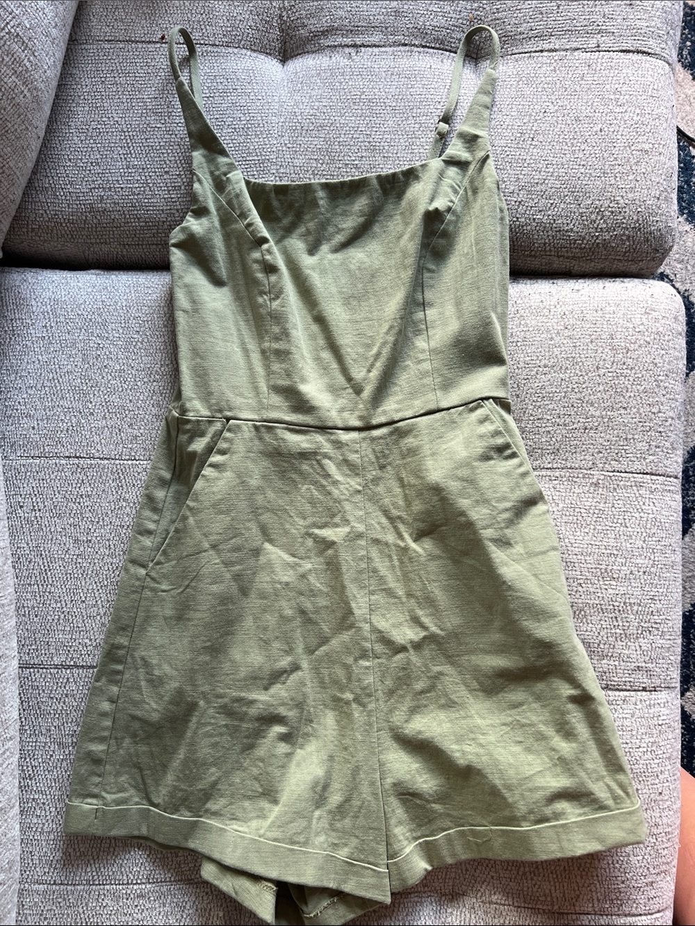 Princess Polly Olive Green Linen-Blend Romper